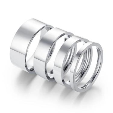 Imagem de Anéis De Aço Titânio Prateado Para Casais, Largura De 2468mm, Presente