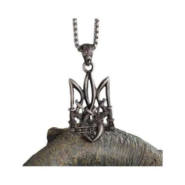 Imagem de Colar Retro Tridente De Poseidon Para Homens, Emblema Nacional Ucrania