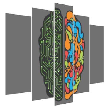 Imagem de Quadro Decorativo Mosaico 5 Peças Mod489 Cérebro Geek