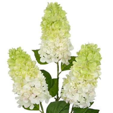 Imagem de Arborus 3 peças de flores falsas, cone, hortênsias em panículas, artificiais, 68,5 cm, hastes florais longas para vaso, decoração de flores de seda para decoração de primavera, casa, cozinha, arranjos