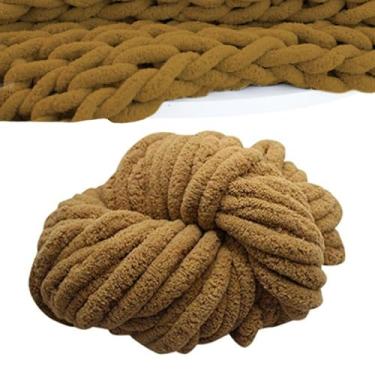 Imagem de Fio grosso para tricô à mão, fio de chenille volumoso super grosso, tecido de crochê de lã gigante, volumoso para tapetes, roupões de banho, camas para animais de estimação, decoração de casa,