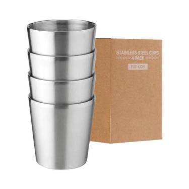 Imagem de Canecas De Camping De Aço Inoxidável De 10oz E 6oz, 4 Peças, Copos Met