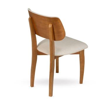 Imagem de Cadeira Jantar Curve Madeira Eucalipto Tecido Linho Sheldon