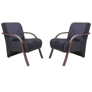 Imagem de Kit 2 Poltronas Decorativas 1 Lugar Santa Rita Grafite