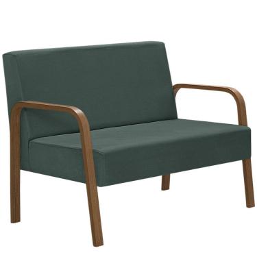 Imagem de Poltrona Namoradeiras Jade Braço Madeira Suede Verde