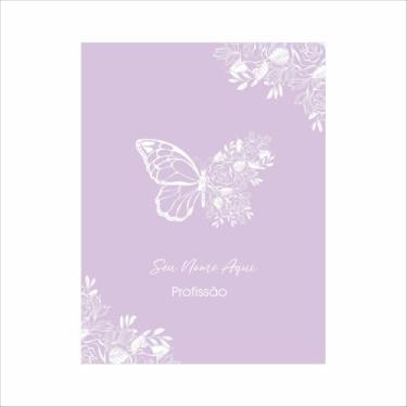 Imagem de Caderno A5 Personalizado Borboleta para Anotações com Nome na Capa, Caderneta 96 Folhas Capa Dura, Caderno Sem Pauta ou Pautado, Caderno Espiral para Estudos e Organização (Lilás)