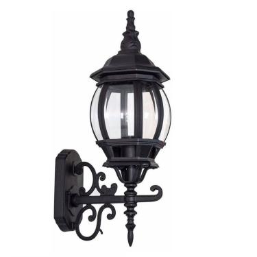 Imagem de Arandela Colonial Preto 8 Faces Externo Alumínio Vidro Ponente