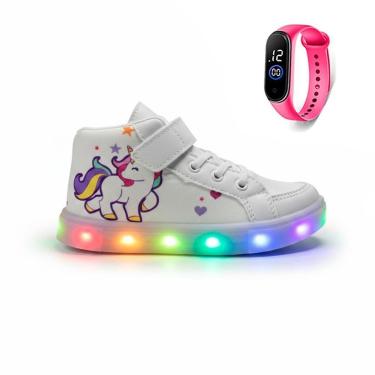 Imagem de Tenis Infantil De Led Botinha Unicornio Meninas Feminino Relogio-Feminino