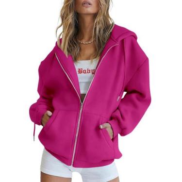 Imagem de Moletom PRETTYGARDEN 2025 com Zíper Manga Longa Vermelho Rosado G