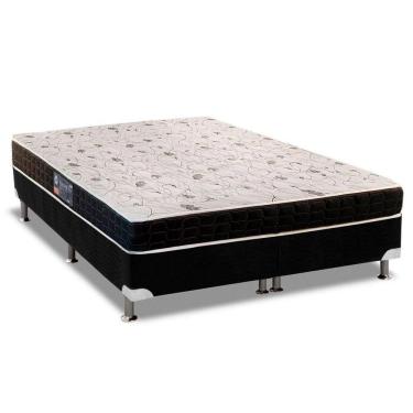 Imagem de Cama Box Queen: Colchão Anatômico Anjos D28/Ag65 Pantanal Thierry + Base Crc Suede Black(158X198)