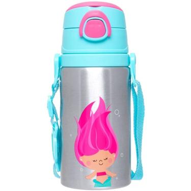 Imagem de Garrafa de Aluminio Infantil Buba com Canudo Sereia