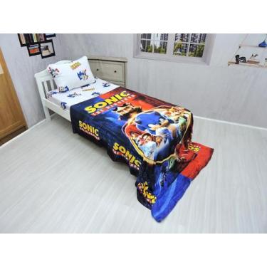 Imagem de Manta Ultrasoft Lençol De Elástico Sonic 3pçs - Fantasia Bras, Sonic