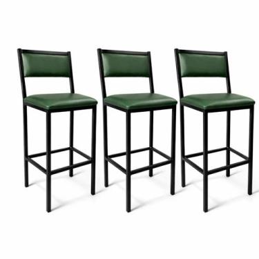 Imagem de Banqueta Flora Altura 65cm com Reforço Preta Assento e Encosto Verde K