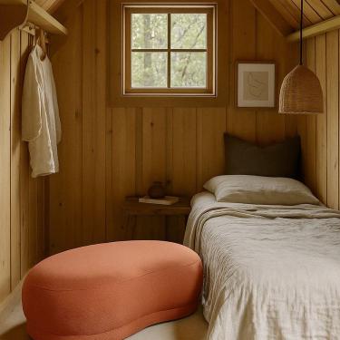 Imagem de Puff Orgânico para Sala de Estar Linho Judi Marrom