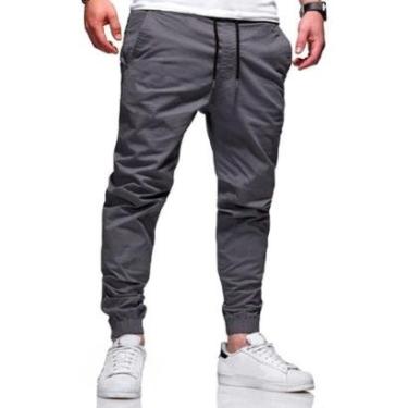 Imagem de Calça Jogger Usemoda Sarja Premium Masculina Cor:Cinza;Tamanho:-Masculino