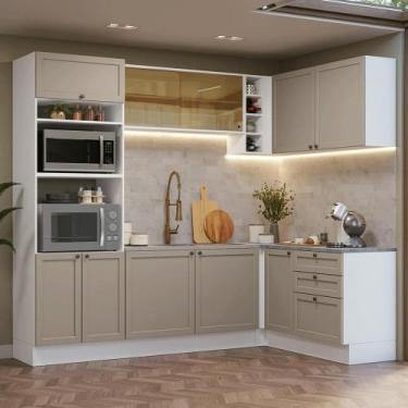 Imagem de Armário de Cozinha Completa de Canto 399 cm Branco/Crema Vik Madesa 02