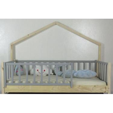 Imagem de Cama Montessoriana Solteiro Base Moldura Colorida Madeira Maciça Pinus