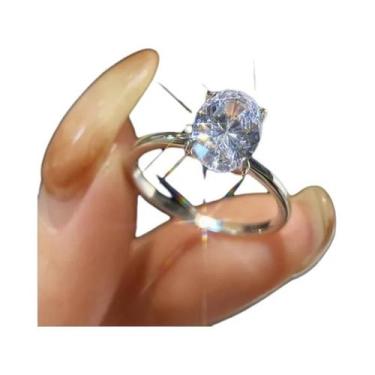 Imagem de Anel De Noivado Feminino Em Prata Esterlina 925 Com Zircônia Cúbica Ov