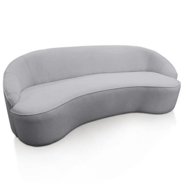 Imagem de Sofá Curvo Montserrat 210cm 03 Lugares Lona Cinza Claro - Nexta Casa