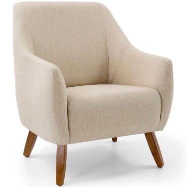 Imagem de Poltrona Decorativa La Paloma Pés Madeira Linho Bege - Nexta Casa