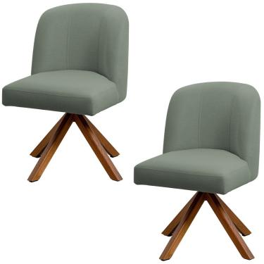 Imagem de Kit 02 Cadeiras De Jantar Cléo Base Giromad Linho Verde - Nexta Casa