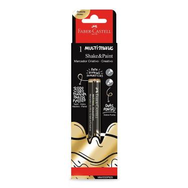 Imagem de Marcador Multimark Shake & Paint Duas Pontas Faber-castell Cromado Ouro