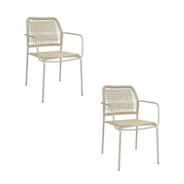 Imagem de Kit com 2 Cadeiras Aço Carbono e Corda Náutica para Área Externa Copacabana  Cinza