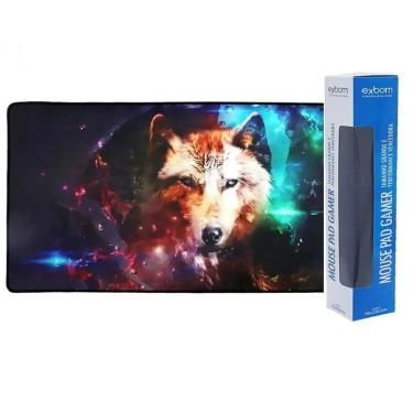 Imagem de Mouse Pad Gamer Extra Grande Lobo Bordas Costuradas Base Antiderrapante
