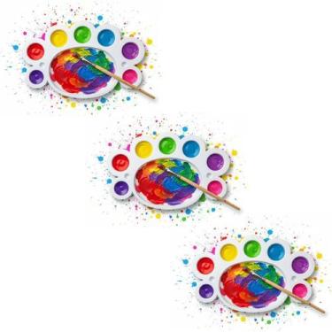 Imagem de Kit 3 Bandejas De Plastico Paleta Godê 8 Cavidades Para Pinturas Tinta