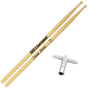 Imagem de Baquetas Liverpool 2B 5A 5B 7A Classic Series Marfim + Chave Afinação 