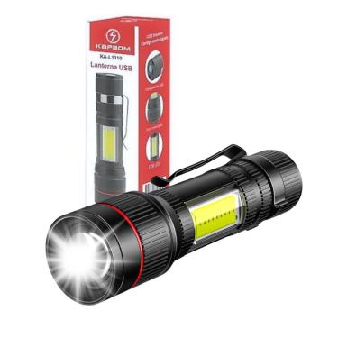 Imagem de Lanterna Tática Recarregável Usb Mini com Led Zoom Ajustável 3 Modos e Luz Lateral Kapbom