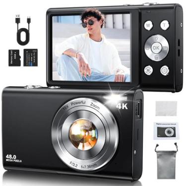 Imagem de Câmera digital 48 MP 4K com zoom de 18x e cartão de memória de 32 GB, 