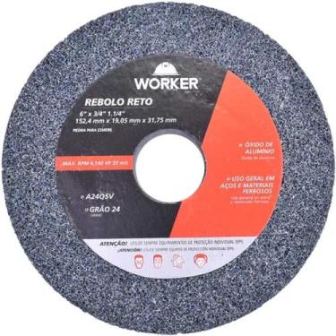 Imagem de Rebolo Reto Uso Geral 6 X ¾ Worker 1.1/4 Grosso Óxido De Alumínio