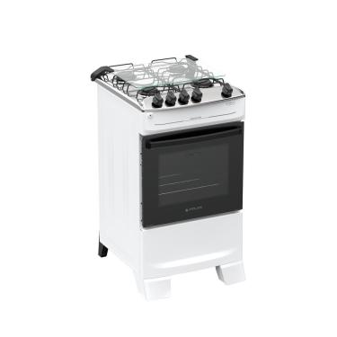 Imagem de Fogão de Piso 4 Bocas a Gás Atlas Mônaco Top Mesa de Inox Acendimento Automático Branco Bivolt