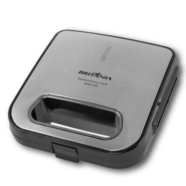 Imagem de Sanduicheira e Grill Britânia BGR15PI Chapas Onduladas Antiaderente Revestimento Cerâmica Inox 750W 110V