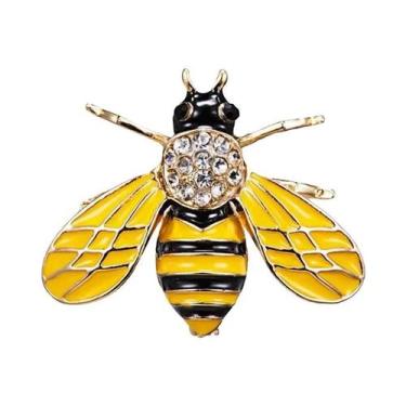 Imagem de Broche De Abelha Colorido Com Esmalte E Strass De Cristal, Joia Animal