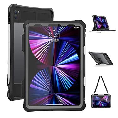 Imagem de ShellBox Case Nova Capa À Prova D'Água Para iPad Pro 11" 2020 E 2021, Capa Protetora Resistente À Prova De Choque Com Suporte Protetor De Tela Embutido Alça De Ombro (Preta)