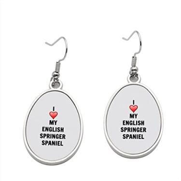Imagem de Brinco Springer Spaniel I Love My English - Brincos com pingente Springer Spaniel para meninas - Presente de festa de aniversário dos namorados