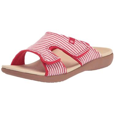 Imagem de Spenco Sandálias Femininas Ortopédicas Kholo Listradas, Vermelho, 5.5 Wide