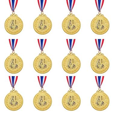 Imagem de Abaokai Conjunto de 12 Medalhas de Ouro - Estilo Olímpico de Metal para Jogos de Futebol e Prêmios Infantis e Prêmios, Lembrancinhas de Festa, 5 cm