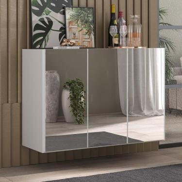 Imagem de Aparador Buffet 3 Portas com Espelho Suspenso Vegas Multimóveis MP1012 Branco