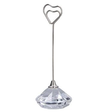 Imagem de Suporte de número de mesa, porta-cartões de número de mesa casamento em forma de coração estável metal premium resistente durável porta-cartões de lugar alto para