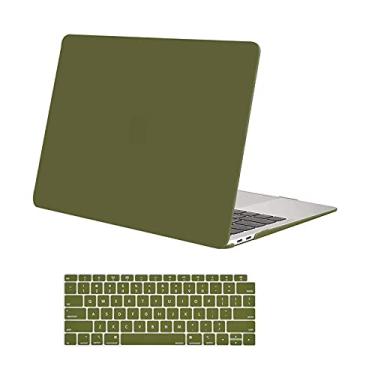 Imagem de MOSISO Compatível com MacBook Air 13 polegadas 2022 2021 2020 2019 2018 versão A2337 M1 A2179 A1932 Touch ID, capa rígida de plástico e capa de teclado para MacBook Air 13,3 polegadas, capulet oliva