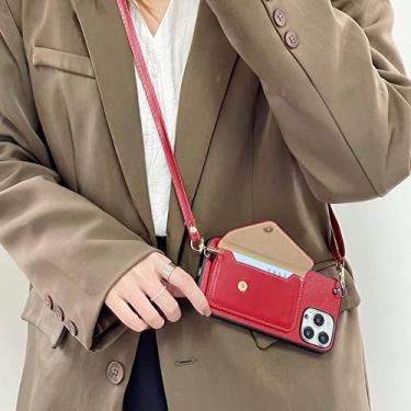 Imagem de Lente da câmera Cartão Carteira Colar Crossbody Colar Soft Phone Case para Iphone 13 12 Pro Max 11 Mini X XR XS 7 8 Plus SE 10 Capa, vermelha, para iphone 6p