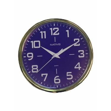 Imagem de RELÓGIO DE PAREDE REDONDO METALIZADO DOURADO 22,5cm NATIVO