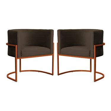 Imagem de Kit 02 Poltrona Luana Base Bronze Para Sala Veludo Cores - DS Estofados