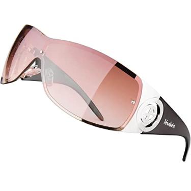 Imagem de Verdster Óculos de sol femininos cosmo – não polarizados com proteção UV – Óculos de sol femininos grandes Y2k, Hastes pretas com lentes rosa blush, Large