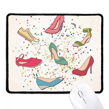 Imagem de Sapato de salto alto colorido com desenho animado e padrão Mousepad com borda costurada e borracha para jogos