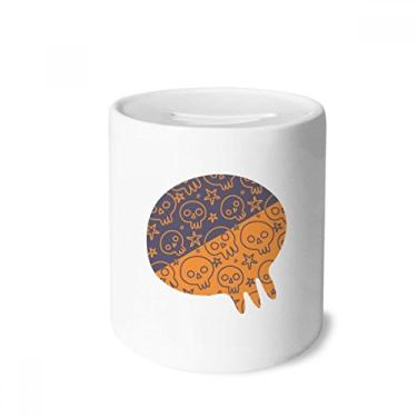 Imagem de DIYthinker Caixa de moedas de cerâmica com estampa de caveira de Dia das Bruxas, presente de cofrinho