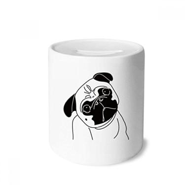 Imagem de DIYthinker Caixa de dinheiro preta com estampa de desenho de cachorro caixa de cerâmica porta-moedas presente de cofrinho
